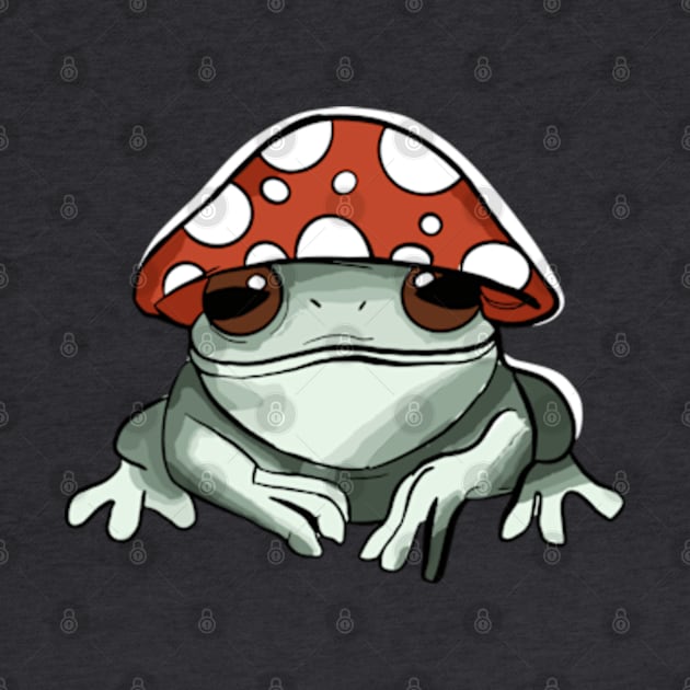 Frog Wearing Mushroom Hat by  AinsleyCreates